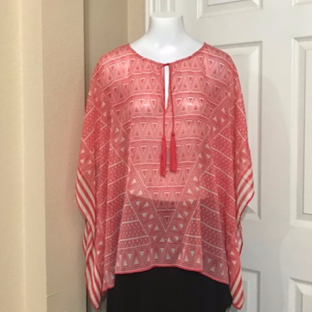 Chicos Sheer Chiffon Coral Top